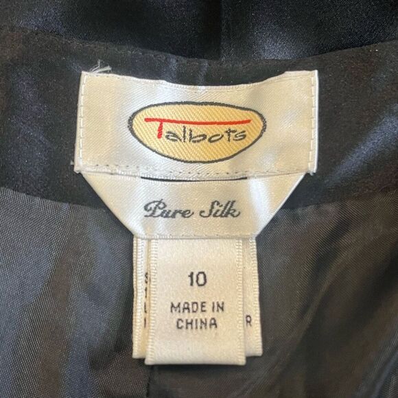 Talbots 100% Silk Black Lined Straight Wide Leg Pants Trousers Sz10 32” Inseam - Picture 3 of 4